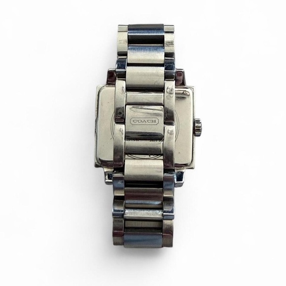 Vintage Coach Rectangular Logo Bezel Stainless Steel Watch Silver Y2K - Picture 7 of 9